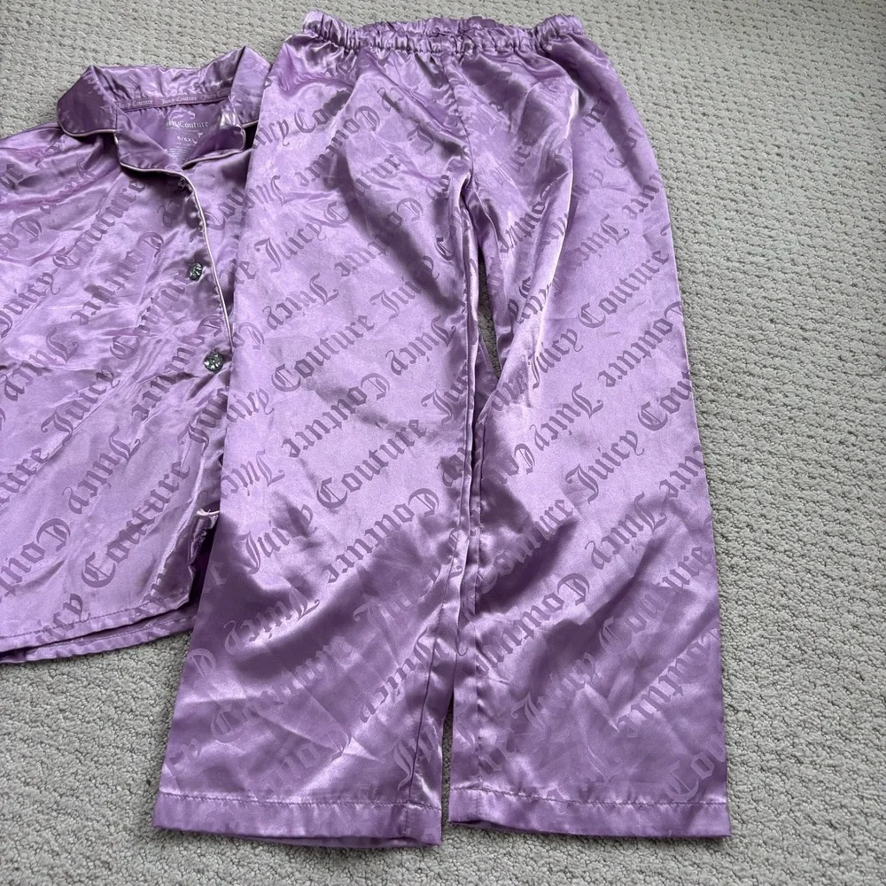 Juicy Couture Kids Purple Satin Pajama Set